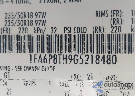 2016 Ford Mustang Ecoboost z USA, uszkodzony, nr VIN 1FA6P8TH9G5218480